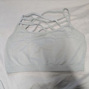 Zenana Outfitters Light Gray Strappy Sports Bra